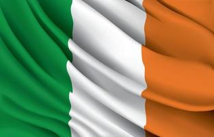 bandiera nazionale dell'irlanda che sventola un'illustrazione realistica di vettore