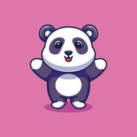 vettore premium del fumetto dell'illustrazione della mascotte del panda sveglio