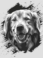 testa di cane in bianco e nero vettore