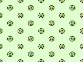 sorriso personaggio dei cartoni animati senza cuciture su sfondo verde. stile pixel. vettore