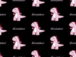 modello senza cuciture del personaggio dei cartoni animati di dinosauro su sfondo nero. stile pixel vettore