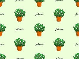 piante personaggio dei cartoni animati modello senza cuciture su sfondo verde. stile pixel vettore