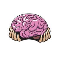 cervello e mani illustrazione disegno vettoriale