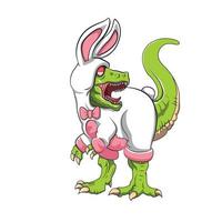 tirannosauro rex che indossa un disegno di illustrazione vettoriale in costume da coniglio