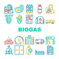 icone della raccolta del combustibile di energia del biogas impostano il vettore