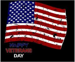 disegno vettoriale biglietto di auguri per il giorno del veterano con illustrazione della mano che tiene una bandiera americana. sfondo bianco