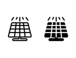 icona del pannello solare. icona del contorno e icona solida vettore