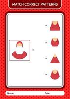 match pattern game con musulmano femminile. foglio di lavoro per bambini in età prescolare, foglio attività per bambini vettore