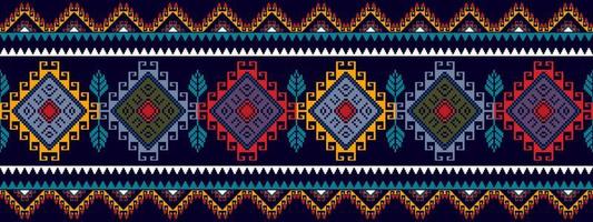 disegno etnico senza cuciture ikat. tappeto in tessuto azteco ornamenti mandala decorazioni tessili carta da parati. tribale boho nativo etnico turchia ricamo tradizionale sfondo vettoriale