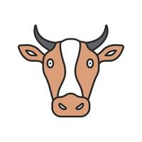 icona del colore della testa di mucca. allevamento di bestiame. agricoltura. illustrazione vettoriale isolata