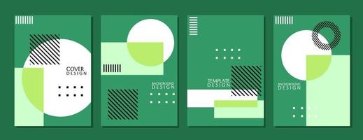 set di disegni di copertina della pagina di colore verde astratto. sfondo geometrico fresco e naturale. brochure aziendale di design di copertina medica vettore