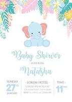 invito baby shower con elefante carino vettore