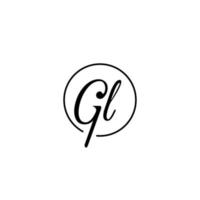 gl circle logo iniziale migliore per la bellezza e la moda in un audace concetto femminile vettore