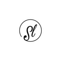 logo iniziale del cerchio sl migliore per la bellezza e la moda in un concetto femminile audace vettore