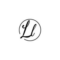 ll logo iniziale del cerchio migliore per la bellezza e la moda in un concetto femminile audace vettore