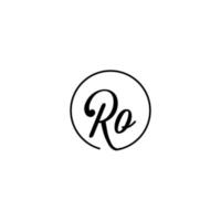 ro circle logo iniziale migliore per la bellezza e la moda in un audace concetto femminile vettore
