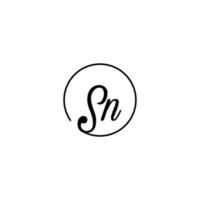 sn circle logo iniziale migliore per la bellezza e la moda in un audace concetto femminile vettore