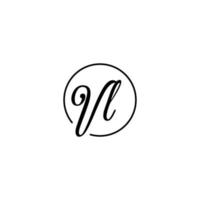 logo iniziale del cerchio vl migliore per la bellezza e la moda in un concetto femminile audace vettore