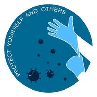 icona colorata, logo. guanti di gomma vengono indossati sulle mani per proteggersi da virus e batteri. proteggere te stesso e gli altri. vettore isolato