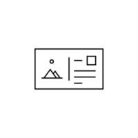posta, lettera, posta, cartolina icona linea sottile illustrazione vettoriale modello logo. adatto a molti scopi.