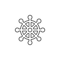 modello del logo dell'illustrazione vettoriale dell'icona della linea sottile del timone, della nautica, della nave, della barca. adatto a molti scopi.