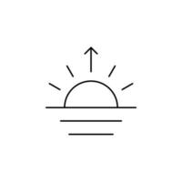 alba, tramonto, sole linea sottile icona illustrazione vettoriale modello logo. adatto a molti scopi.