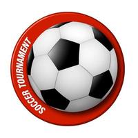pallone da calcio realistico con un anello intorno. logo per il campionato, competizione di calcio. sport di squadra, stile di vita attivo. vettore isolato su sfondo bianco