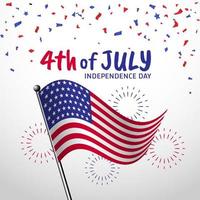 4 luglio usa sfondo patriottico con coriandoli vettore