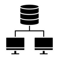 icona del glifo della rete di database vettore