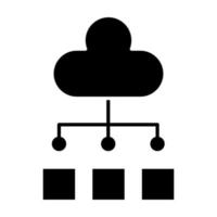 icona del glifo di connessione cloud vettore