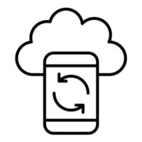 icona della linea di sincronizzazione cloud vettore