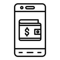 icona della linea del portafoglio mobile vettore