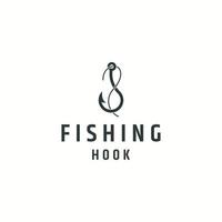 vettore piatto del modello di progettazione dell'icona del logo del gancio di pesca