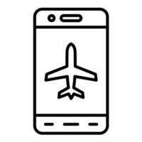 icona della linea della modalità aereo mobile vettore