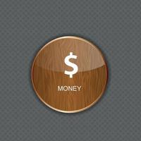 icone dell'applicazione di denaro in legno vettore