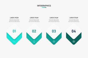 modello di progettazione di etichetta infografica vettoriale con icone e 4 opzioni o passaggi. può essere utilizzato per diagramma di processo, presentazioni, layout del flusso di lavoro, banner, diagramma di flusso, grafico informativo.