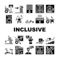 icone di raccolta di strumenti di vita inclusiva impostano il vettore