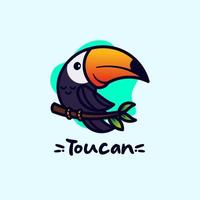 illustrazione del fumetto di logo dell'uccello del tucano vettore