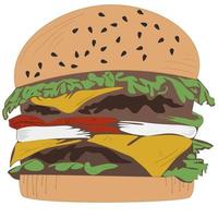 hamburger isolato su sfondo bianco vettore