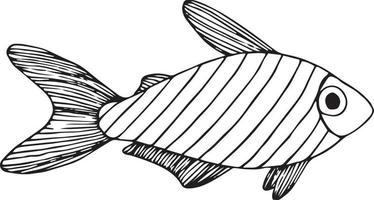 doodle pesce su sfondo bianco vettore