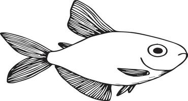 doodle pesce su sfondo bianco vettore