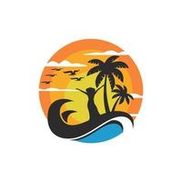 modello di progettazione del logo della spiaggia estiva vettore