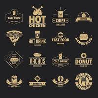 fast food logo set di icone, stile semplice vettore