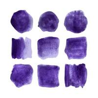 collezione di blob ad acquerello colorato viola astratto. vettore