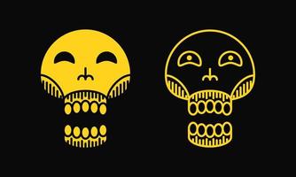 illustrazione del cranio. linea, logotipo semplice e spaventoso. giallo. adatto per il design di logo, icona, simbolo, emblema, segno o t-shirt vettore