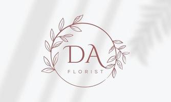 logo disegnato a mano di elemento floreale botanico con fiori selvatici e foglie. logo per spa e salone di bellezza, boutique, negozio biologico, matrimonio, designer floreale, interni, fotografia, cosmetici. vettore