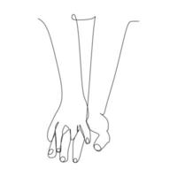 mano che tiene insieme il gesto. icona grafica del gesto della mano a linea continua singola. semplice doodle di una linea per il concetto di campagna mondiale. disegno di illustrazione vettoriale isolato su sfondo bianco