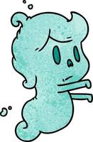 cartone animato testurizzato di un simpatico fantasma kawaii vettore