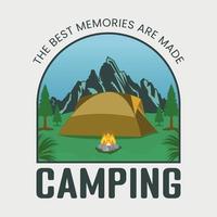 i migliori ricordi sono realizzati con design di t-shirt da campeggio, citazioni di avventura e campeggio per stampa, biglietto, t-shirt, tazza e molto altro vettore