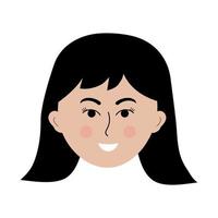 viso di donna asiatica in stile doodle. avatar colorato di ragazza sorridente. vettore